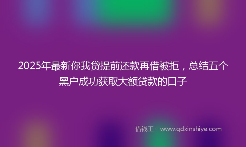 2025年最新你我贷提前还款再借被拒，总结五个黑户成功获取大额贷款的口子