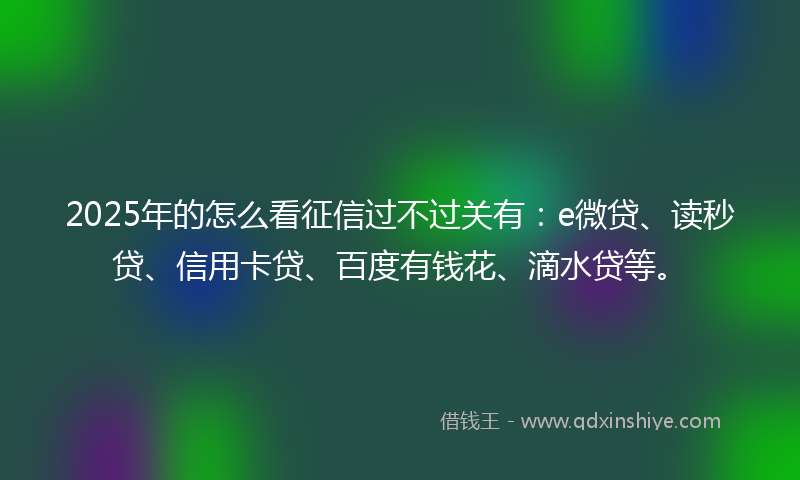 2025年的怎么看征信过不过关有：e微贷、读秒贷、信用卡贷、百度有钱花、滴水贷等。