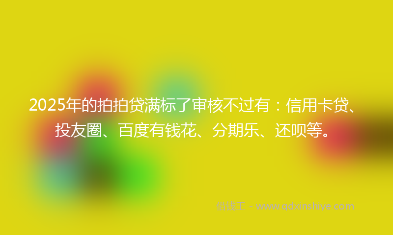 2025年的拍拍贷满标了审核不过有：信用卡贷、投友圈、百度有钱花、分期乐、还呗等。