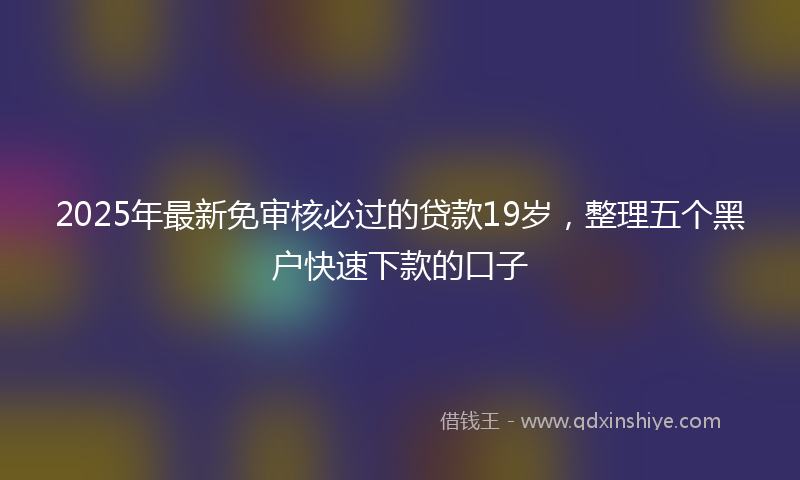 2025年最新免审核必过的贷款19岁，整理五个黑户快速下款的口子
