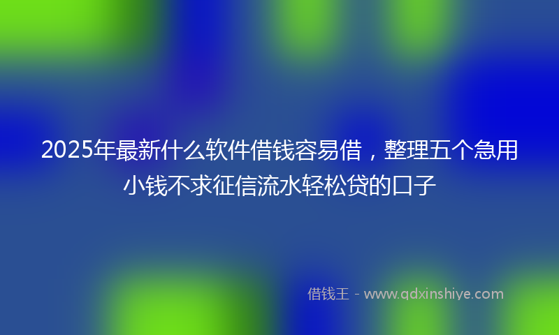 2025年最新什么软件借钱容易借，整理五个急用小钱不求征信流水轻松贷的口子