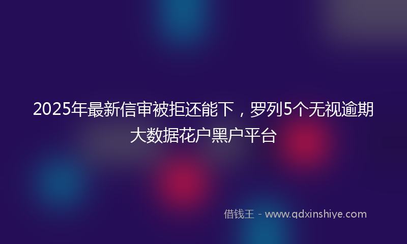 2025年最新信审被拒还能下，罗列5个无视逾期大数据花户黑户平台