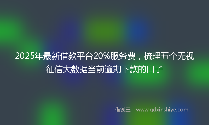 2025年最新借款平台20%服务费，梳理五个无视征信大数据当前逾期下款的口子