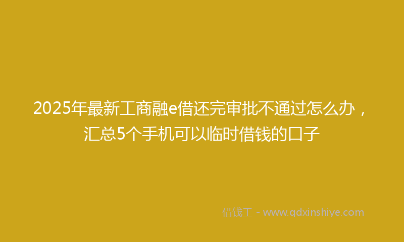 2025年最新工商融e借还完审批不通过怎么办，汇总5个手机可以临时借钱的口子