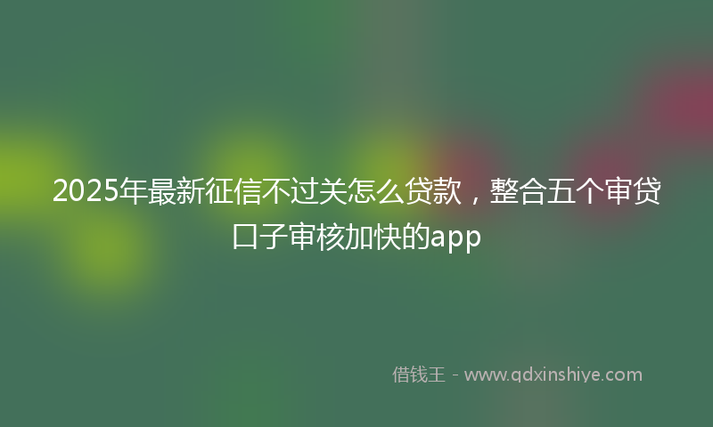 2025年最新征信不过关怎么贷款，整合五个审贷口子审核加快的app