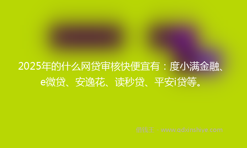 2025年的什么网贷审核快便宜有：度小满金融、e微贷、安逸花、读秒贷、平安i贷等。