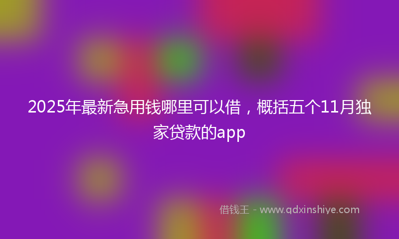 2025年最新急用钱哪里可以借，概括五个11月独家贷款的app