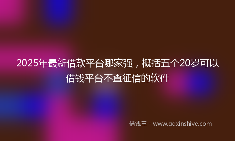 2025年最新借款平台哪家强，概括五个20岁可以借钱平台不查征信的软件