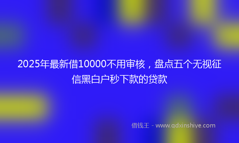 2025年最新借10000不用审核，盘点五个无视征信黑白户秒下款的贷款