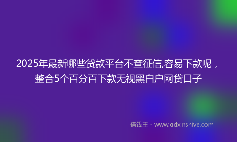 2025年最新哪些贷款平台不查征信,容易下款呢，整合5个百分百下款无视黑白户网贷口子