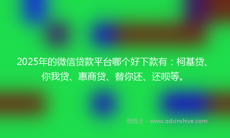 2025年的微信贷款平台哪个好下款有：柯基贷、你我贷、惠商贷、替你还、还呗等。