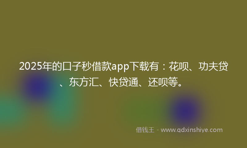 2025年的口子秒借款app下载有：花呗、功夫贷、东方汇、快贷通、还呗等。