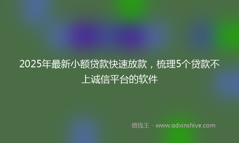 2025年最新小额贷款快速放款，梳理5个贷款不上诚信平台的软件