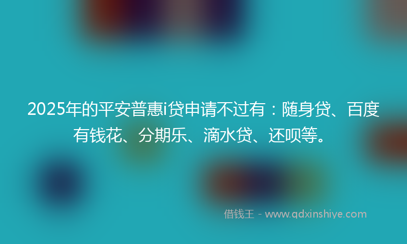 2025年的平安普惠i贷申请不过有：随身贷、百度有钱花、分期乐、滴水贷、还呗等。