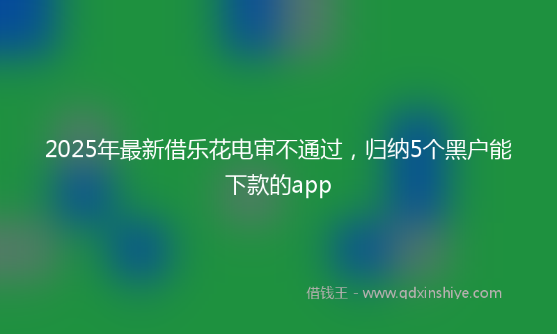 2025年最新借乐花电审不通过，归纳5个黑户能下款的app