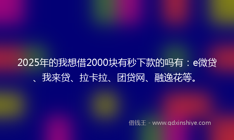 2025年的我想借2000块有秒下款的吗有：e微贷、我来贷、拉卡拉、团贷网、融逸花等。