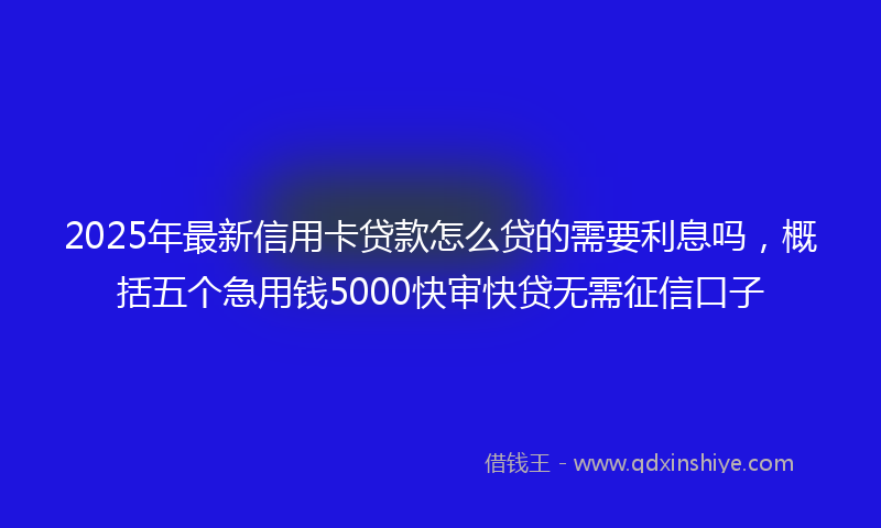 2025年最新信用卡贷款怎么贷的需要利息吗，概括五个急用钱5000快审快贷无需征信口子