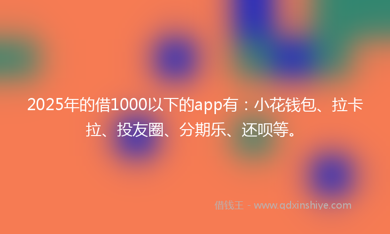2025年的借1000以下的app有：小花钱包、拉卡拉、投友圈、分期乐、还呗等。
