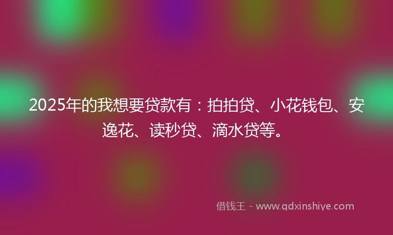 2025年的我想要贷款有：拍拍贷、小花钱包、安逸花、读秒贷、滴水贷等。