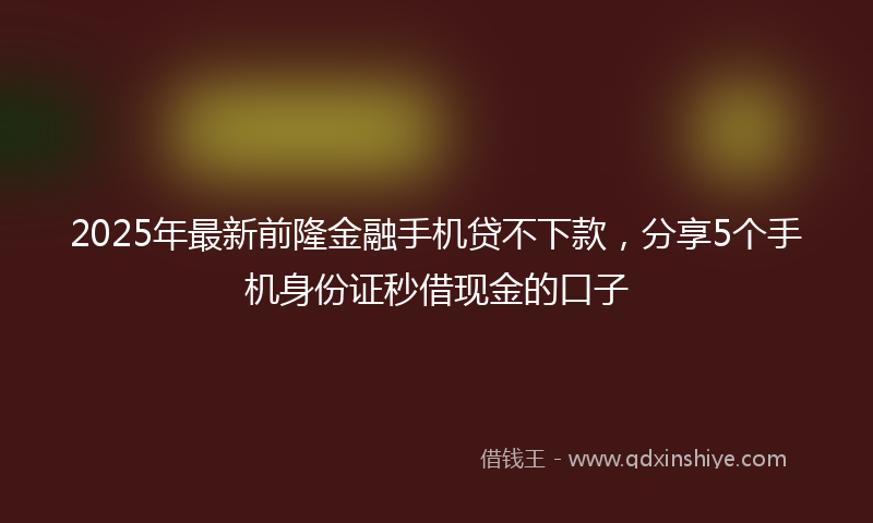 2025年最新前隆金融手机贷不下款，分享5个手机身份证秒借现金的口子