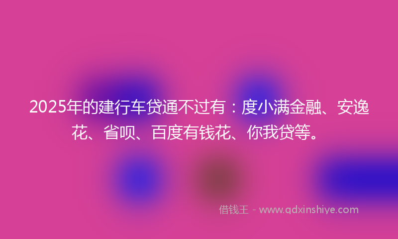 2025年的建行车贷通不过有：度小满金融、安逸花、省呗、百度有钱花、你我贷等。