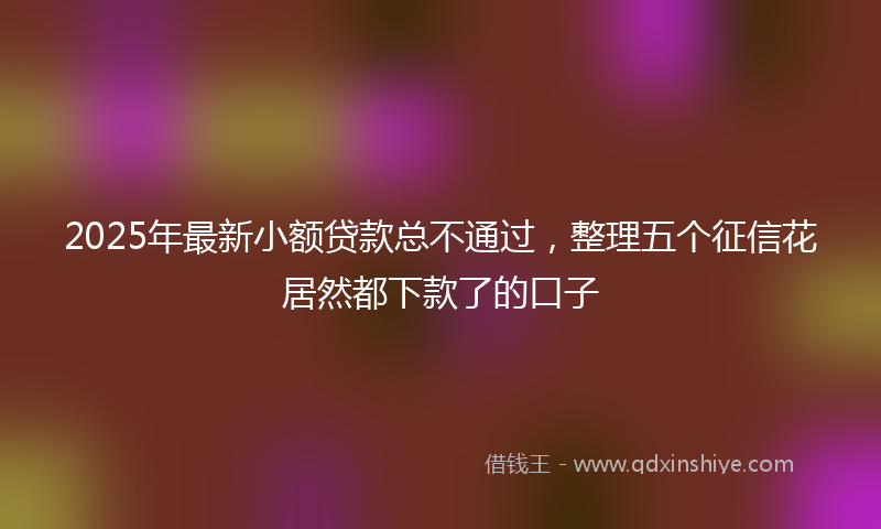 2025年最新小额贷款总不通过，整理五个征信花居然都下款了的口子