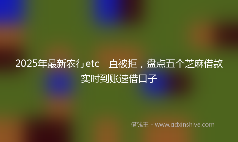 2025年最新农行etc一直被拒，盘点五个芝麻借款实时到账速借口子