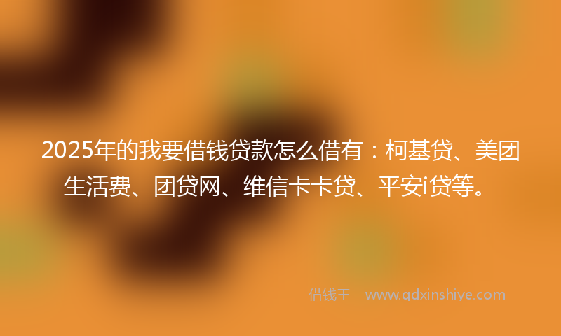 2025年的我要借钱贷款怎么借有：柯基贷、美团生活费、团贷网、维信卡卡贷、平安i贷等。