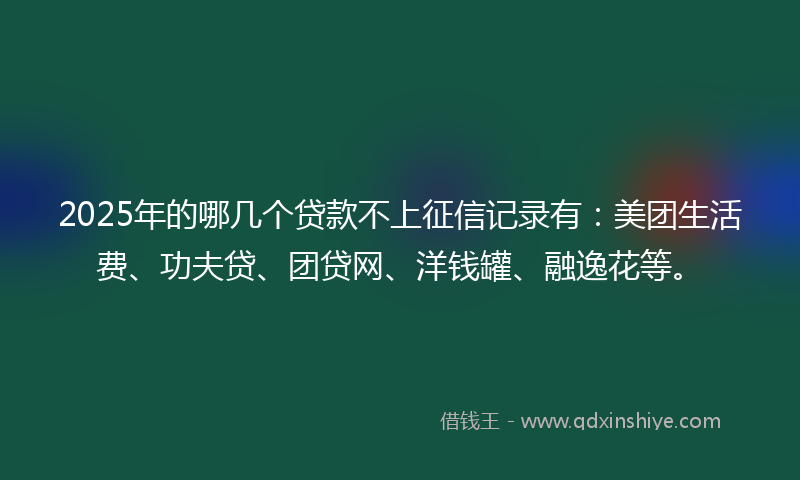 2025年的哪几个贷款不上征信记录有：美团生活费、功夫贷、团贷网、洋钱罐、融逸花等。