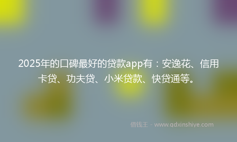 2025年的口碑最好的贷款app有：安逸花、信用卡贷、功夫贷、小米贷款、快贷通等。