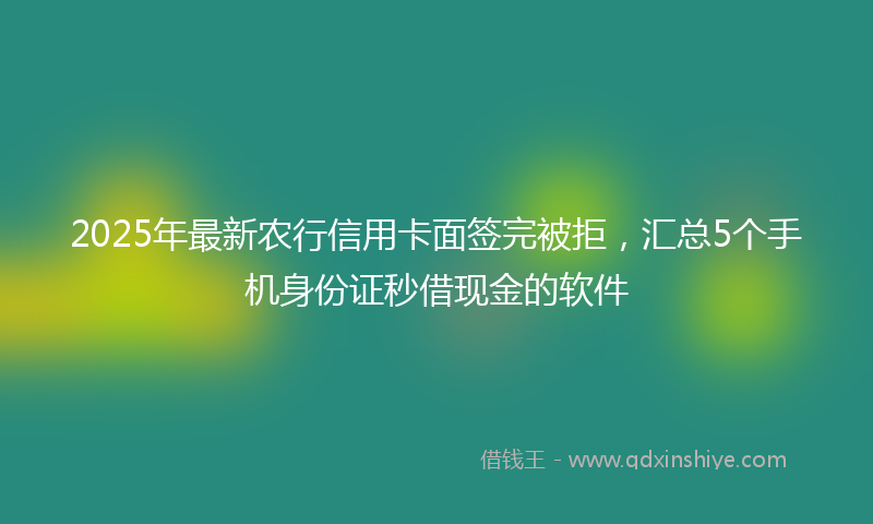 2025年最新农行信用卡面签完被拒，汇总5个手机身份证秒借现金的软件