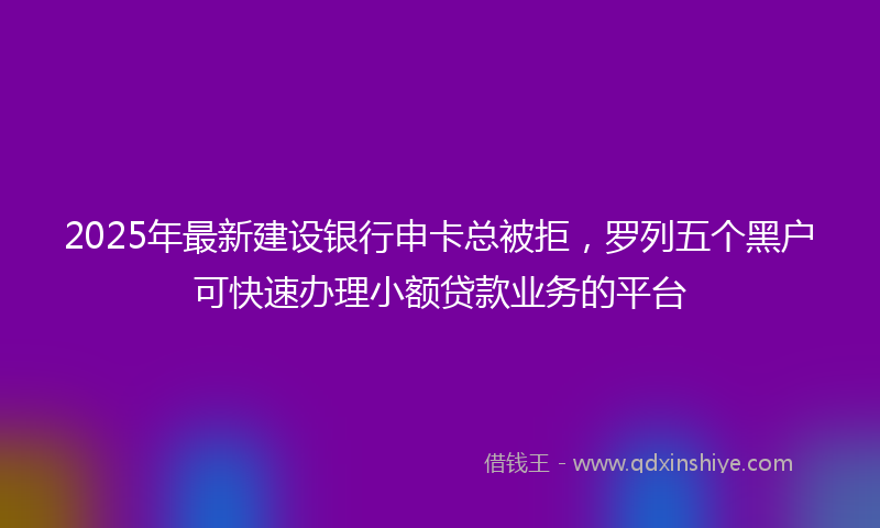 2025年最新建设银行申卡总被拒，罗列五个黑户可快速办理小额贷款业务的平台