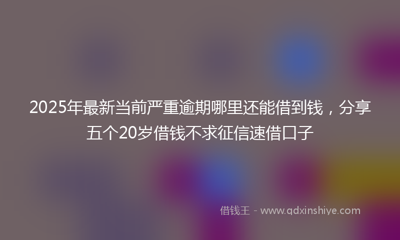 2025年最新当前严重逾期哪里还能借到钱，分享五个20岁借钱不求征信速借口子