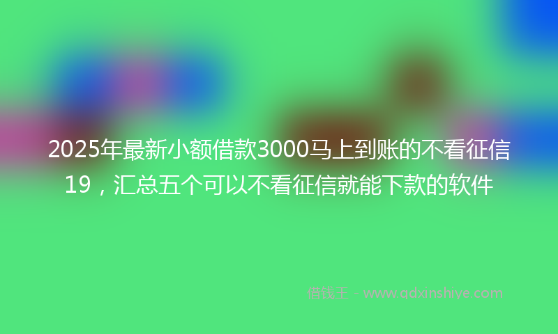 2025年最新小额借款3000马上到账的不看征信19，汇总五个可以不看征信就能下款的软件