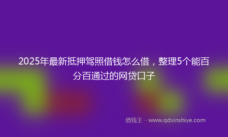 2025年最新抵押驾照借钱怎么借，整理5个能百分百通过的网贷口子