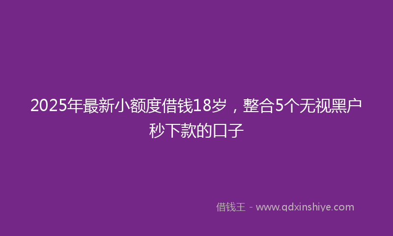 2025年最新小额度借钱18岁，整合5个无视黑户秒下款的口子