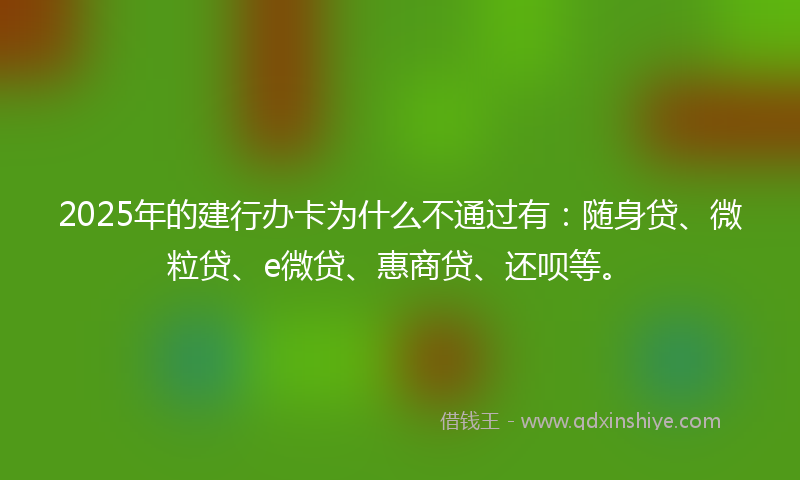 2025年的建行办卡为什么不通过有：随身贷、微粒贷、e微贷、惠商贷、还呗等。