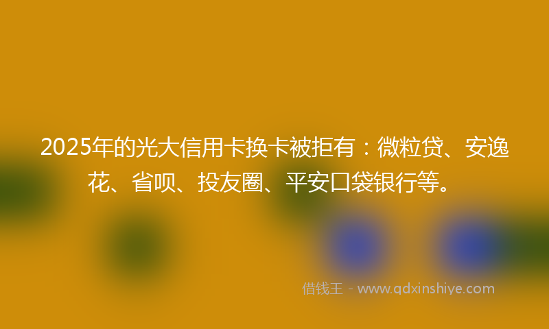 2025年的光大信用卡换卡被拒有：微粒贷、安逸花、省呗、投友圈、平安口袋银行等。
