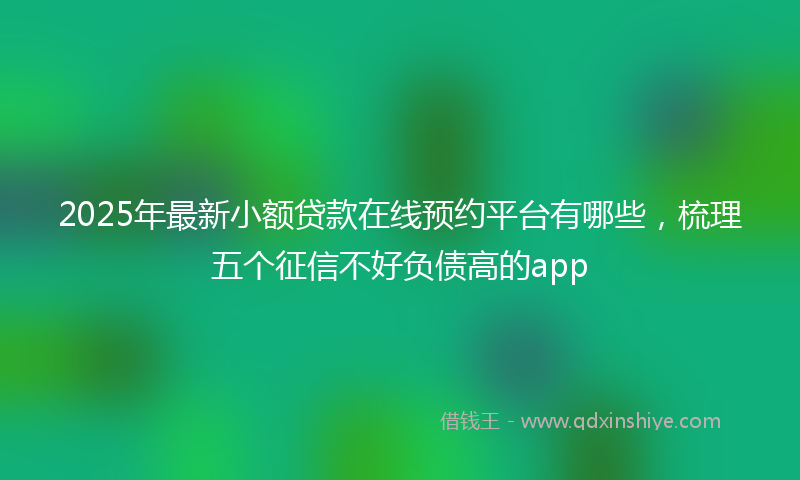 2025年最新小额贷款在线预约平台有哪些，梳理五个征信不好负债高的app