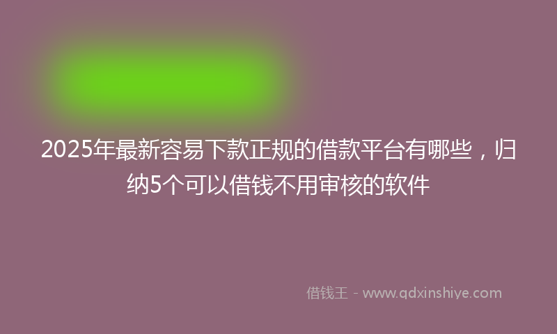 2025年最新容易下款正规的借款平台有哪些，归纳5个可以借钱不用审核的软件