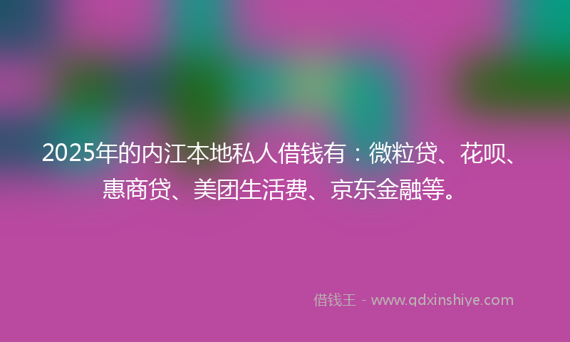 2025年的内江本地私人借钱有：微粒贷、花呗、惠商贷、美团生活费、京东金融等。