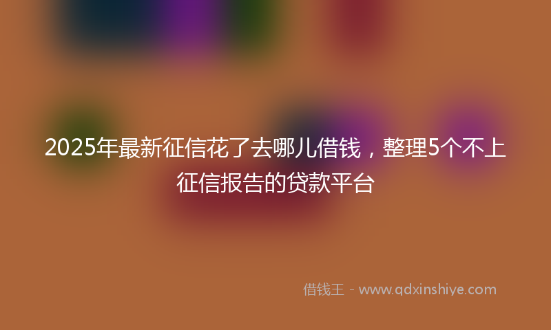 2025年最新征信花了去哪儿借钱，整理5个不上征信报告的贷款平台