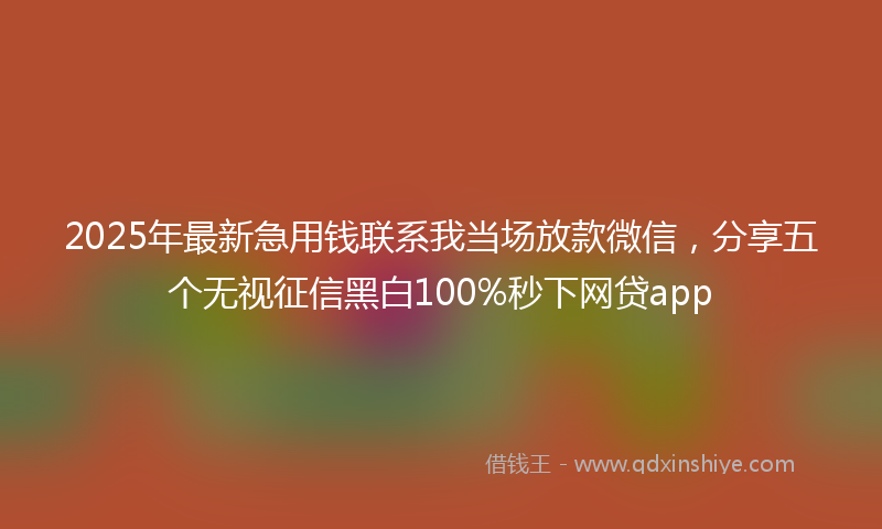 2025年最新急用钱联系我当场放款微信，分享五个无视征信黑白100%秒下网贷app