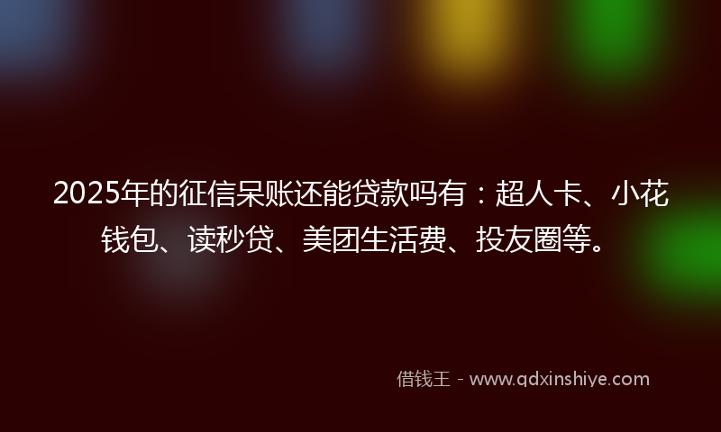 2025年的征信呆账还能贷款吗有：超人卡、小花钱包、读秒贷、美团生活费、投友圈等。