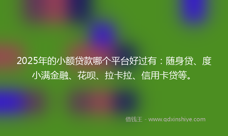 2025年的小额贷款哪个平台好过有：随身贷、度小满金融、花呗、拉卡拉、信用卡贷等。