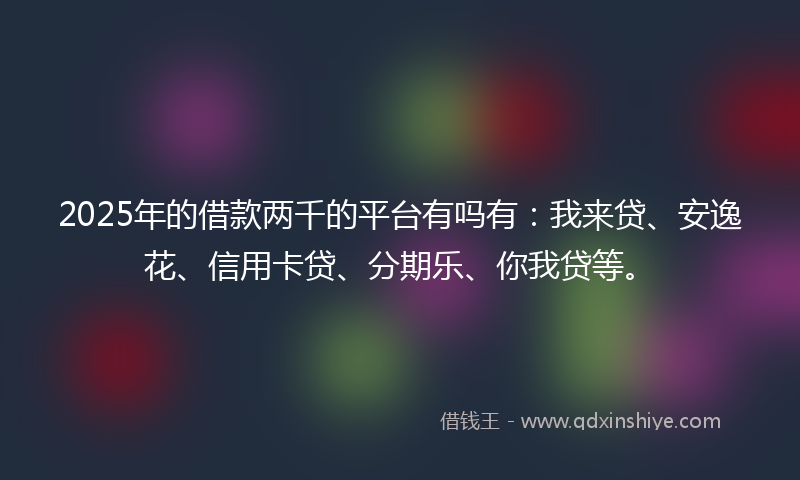 2025年的借款两千的平台有吗有：我来贷、安逸花、信用卡贷、分期乐、你我贷等。