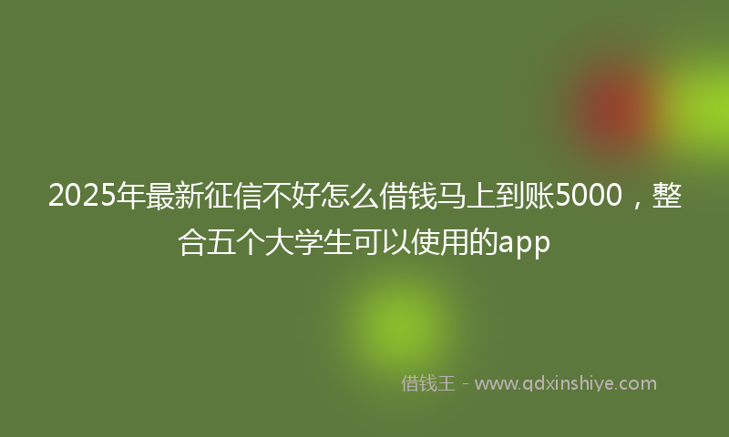 2025年最新征信不好怎么借钱马上到账5000，整合五个大学生可以使用的app