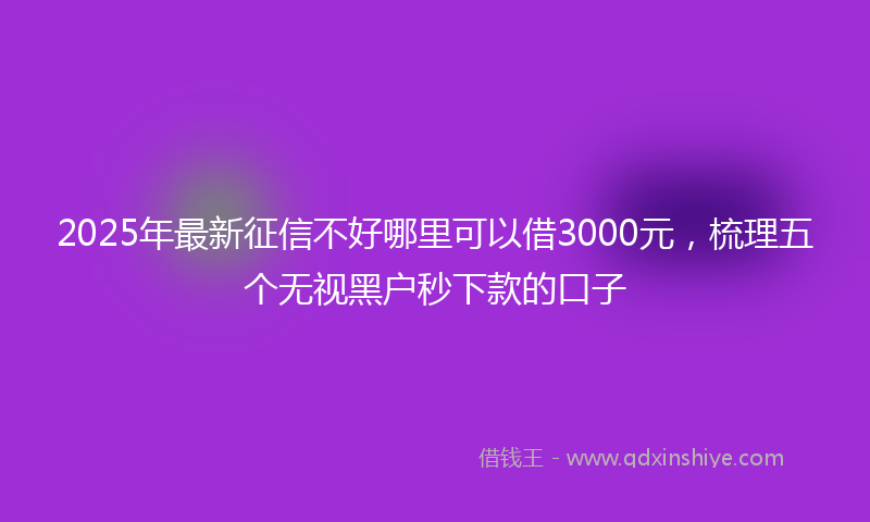 2025年最新征信不好哪里可以借3000元，梳理五个无视黑户秒下款的口子