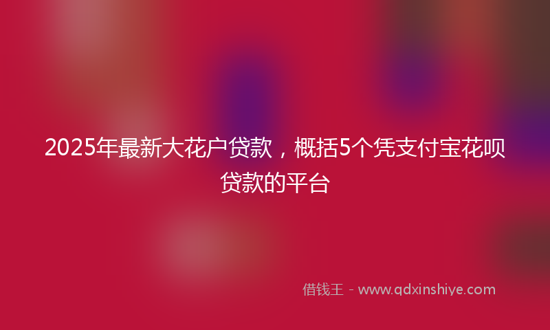 2025年最新大花户贷款，概括5个凭支付宝花呗贷款的平台