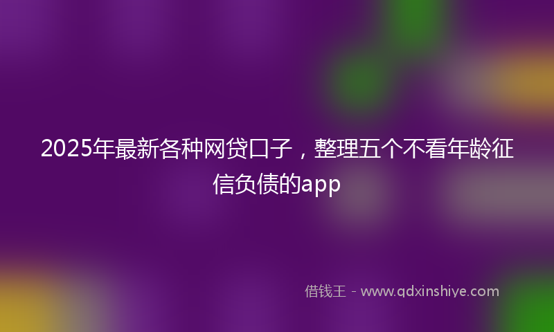 2025年最新各种网贷口子，整理五个不看年龄征信负债的app